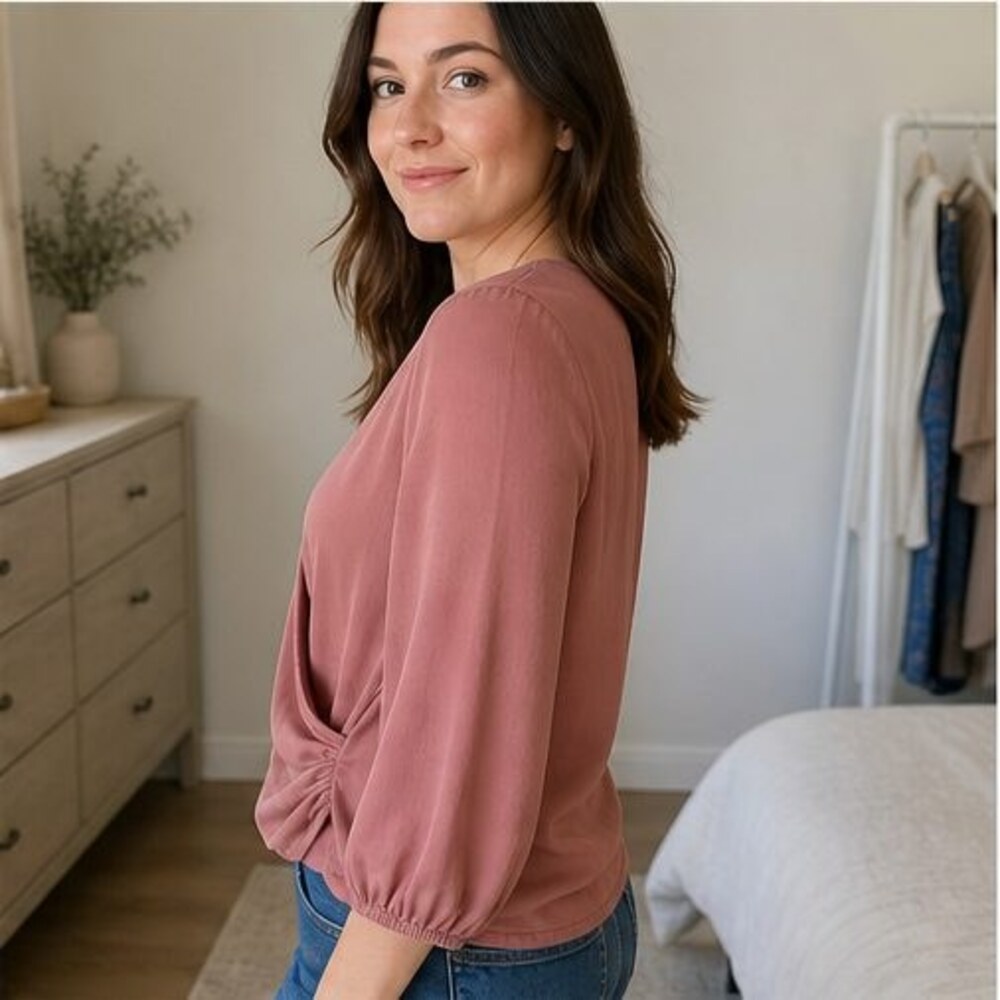 Rust Pleated Blouse - Picture 3 of 6